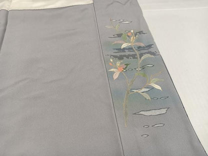 平和屋着物●訪問着　友禅　作家物　枝花文　暈し染め　金彩　正絹　逸品　AABH9733ph