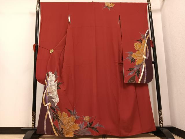 平和屋着物●豪華振袖　刺繍　草花文　金彩　正絹　逸品　AABH9734ph