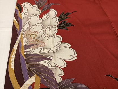 平和屋着物●豪華振袖　刺繍　草花文　金彩　正絹　逸品　AABH9734ph