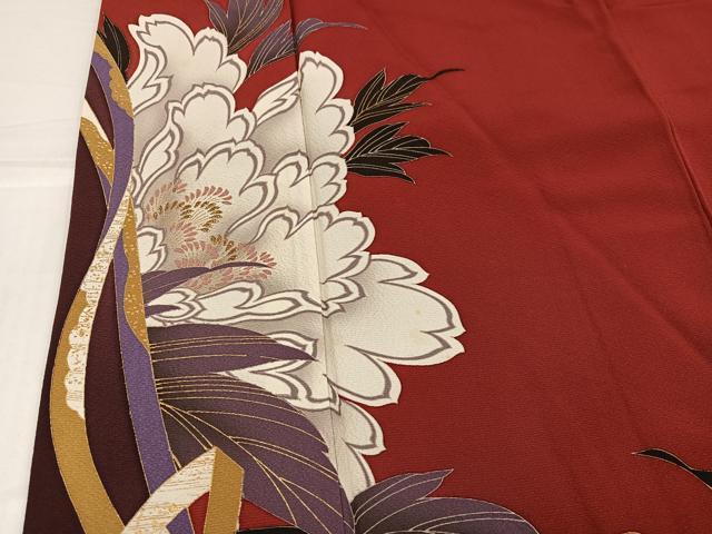 平和屋着物●豪華振袖　刺繍　草花文　金彩　正絹　逸品　AABH9734ph