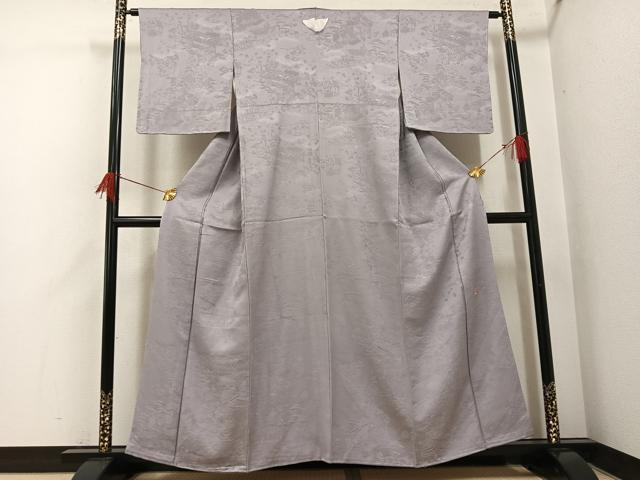平和屋着物●上質な色無地　作家物　祐斎白梅染　薄梅鼠色　正絹　逸品　未使用　AABH9737ph