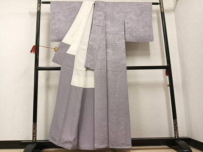 平和屋着物●上質な色無地　作家物　祐斎白梅染　薄梅鼠色　正絹　逸品　未使用　AABH9737ph