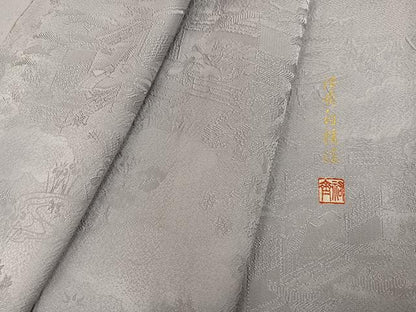 平和屋着物●上質な色無地　作家物　祐斎白梅染　薄梅鼠色　正絹　逸品　未使用　AABH9737ph