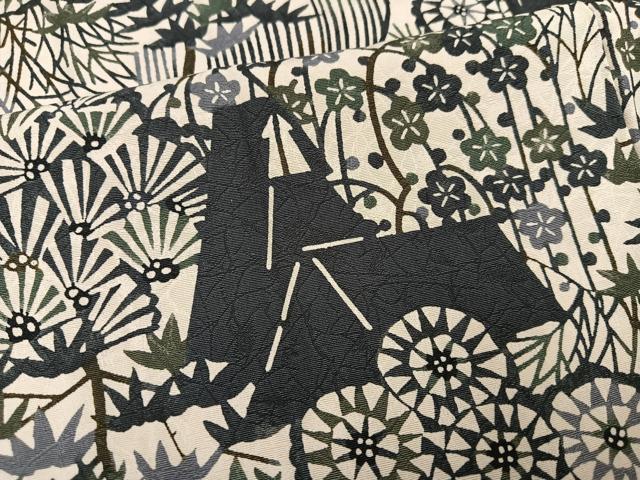 平和屋着物●上質な小紋　型染め　松竹梅風景文　正絹　逸品　AABH9740ph