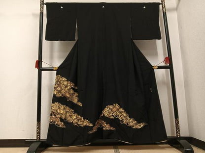 平和屋着物●豪華黒留袖　本金　松　正絹　逸品　AABH9742ph