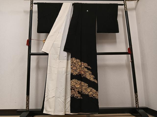 平和屋着物●豪華黒留袖　本金　松　正絹　逸品　AABH9742ph