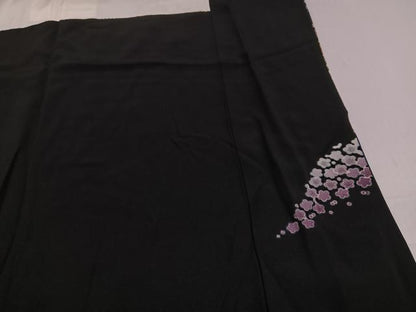 平和屋着物●豪華黒留袖　作家物　辻が花　駒刺繍　糸巻花文　暈し染め　金彩　正絹　逸品　AABH9744ph