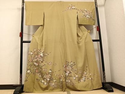平和屋着物●訪問着　扇面草花文　暈し染め　金彩　正絹　逸品　AABH9747ph
