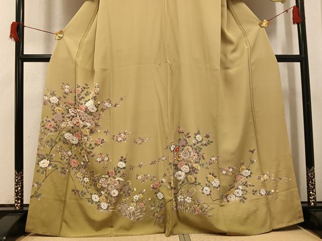 平和屋着物●訪問着　扇面草花文　暈し染め　金彩　正絹　逸品　AABH9747ph