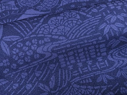 平和屋着物●訪問着　藍　風景草花文　藍鉄色　正絹　逸品　AABH9750ph