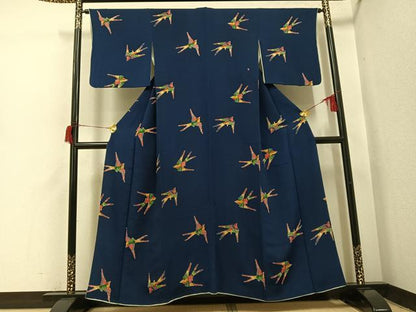 平和屋着物●上質な小紋　型染め　飛鳥文　正絹　逸品　AABH9754ph