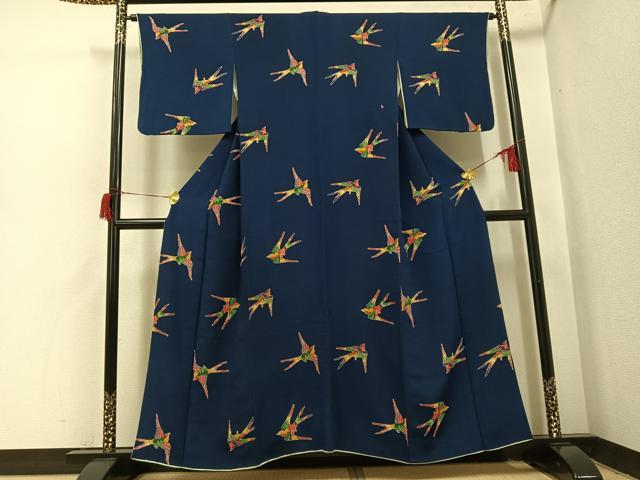 平和屋着物●上質な小紋　型染め　飛鳥文　正絹　逸品　AABH9754ph