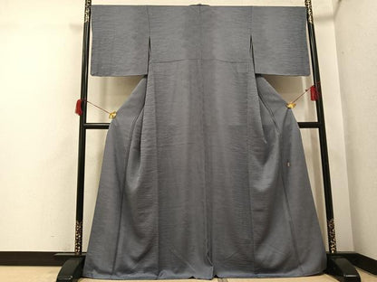 平和屋着物●本加賀友禅作家　柿本市郎　色無地　霞地紋　灰色　正絹　逸品　未使用　AABH9756ph