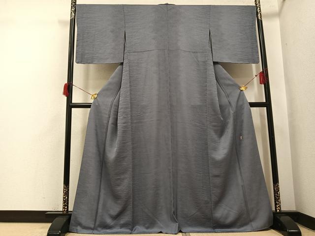 平和屋着物●本加賀友禅作家　柿本市郎　色無地　霞地紋　灰色　正絹　逸品　未使用　AABH9756ph