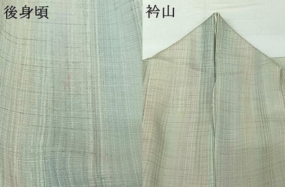 平和屋着物▽上質な紬　単衣　縞　正絹　逸品　AABH9762jh