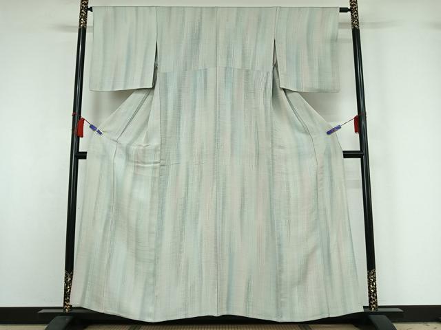平和屋着物▽上質な紬　単衣　縞　正絹　逸品　AABH9762jh