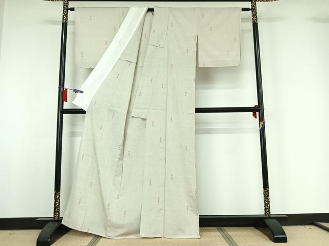 平和屋着物▽本塩沢　単衣　蚊絣　小田急百貨店扱い　正絹　逸品　AABH9763jh