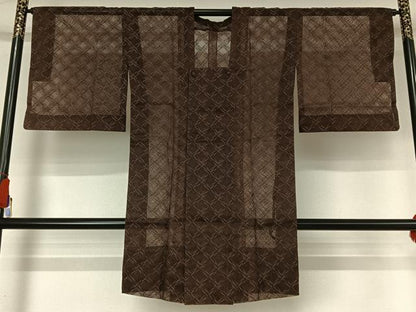 平和屋着物▽道行コート　スリーシーズン　春夏秋　塵除け　オーガンジー　菱文　正絹　逸品　AABH9764jh