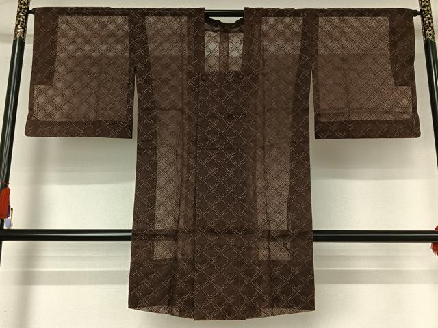 平和屋着物▽道行コート　スリーシーズン　春夏秋　塵除け　オーガンジー　菱文　正絹　逸品　AABH9764jh