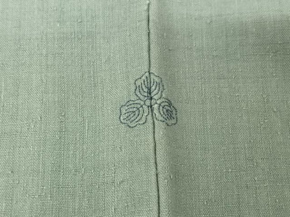 平和屋着物▽本場結城紬　重要無形文化財　単衣　青磁鼠色　正絹　逸品　AABH9765jh