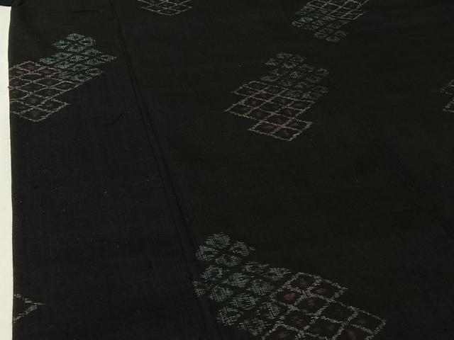 平和屋着物▽結城ちぢみ　単衣　松皮菱文　正絹　逸品　AABH9767jh