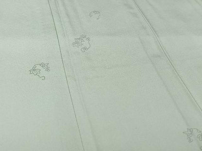 平和屋着物▽無地絵羽訪問着　単衣　中国三大刺繍　相良刺繍　唐草文　白鼠色　正絹　逸品　AABH9772jh