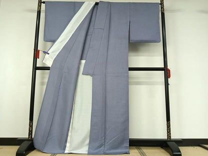 平和屋着物▽上質な色無地　単衣　藤鼠色　正絹　逸品　AABH9774jh