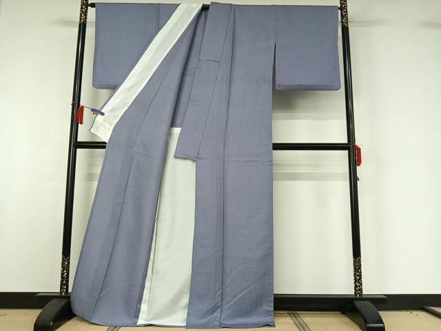 平和屋着物▽上質な色無地　単衣　藤鼠色　正絹　逸品　AABH9774jh