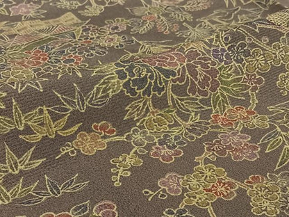 平和屋着物▽上質な小紋　単衣　風景花文　正絹　逸品　AABH9775jh