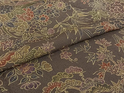 平和屋着物▽上質な小紋　単衣　風景花文　正絹　逸品　AABH9775jh