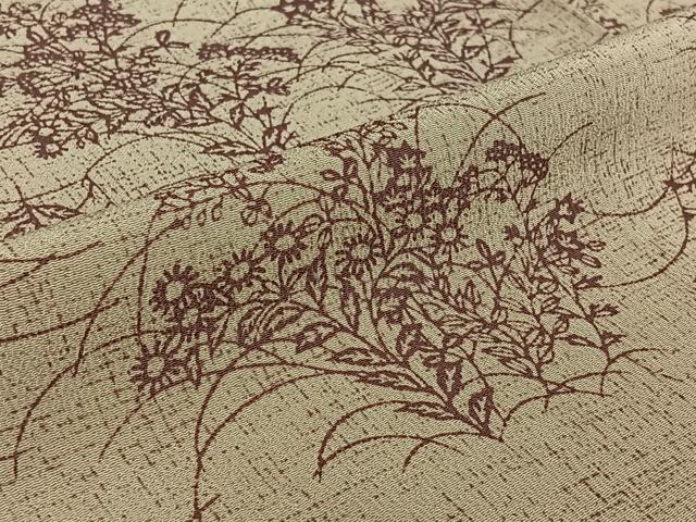 平和屋着物▽上質な小紋　単衣　芝花文　鬼しぼ縮緬　正絹　逸品　AABH9776jh