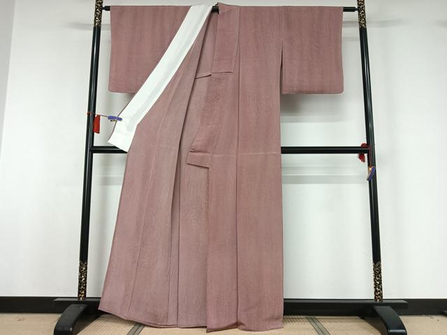 平和屋着物▽京都の和装業の老舗一門　千切屋　羽衣染　小紋　単衣　杢目文　鬼しぼ縮緬　反端付き　正絹　逸品　AABH9779jh