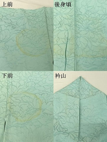 平和屋着物▽上質な色無地　単衣　花尽くし地紋　水色　高島屋扱い　正絹　逸品　AABH9781jh