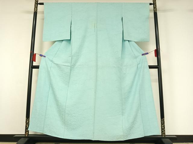 平和屋着物▽上質な色無地　単衣　花尽くし地紋　水色　高島屋扱い　正絹　逸品　AABH9781jh