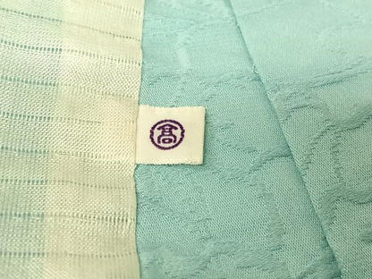 平和屋着物▽上質な色無地　単衣　花尽くし地紋　水色　高島屋扱い　正絹　逸品　AABH9781jh