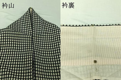 平和屋着物▽お召　単衣　吉野織　吉野間道　正絹　逸品　AABH9782jh