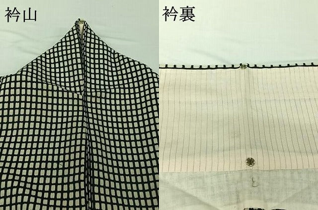 平和屋着物▽お召　単衣　吉野織　吉野間道　正絹　逸品　AABH9782jh