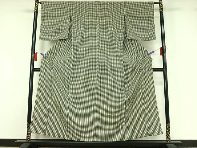 平和屋着物▽お召　単衣　吉野織　吉野間道　正絹　逸品　AABH9782jh