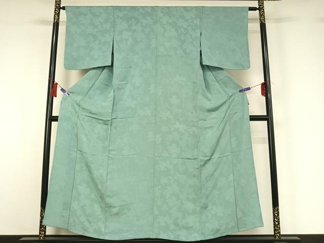 平和屋着物▽上質な色無地　単衣　舞葉地紋　水浅葱色　正絹　逸品　AABH9783jh