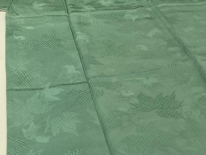 平和屋着物▽上質な色無地　単衣　舞葉地紋　水浅葱色　正絹　逸品　AABH9783jh