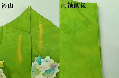 平和屋着物▽上質な小紋　単衣　地紋起こし　紫陽花　正絹　逸品　AABH9784jh