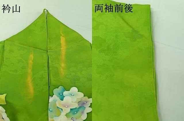 平和屋着物▽上質な小紋　単衣　地紋起こし　紫陽花　正絹　逸品　AABH9784jh