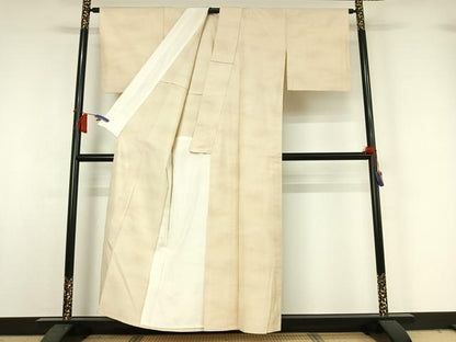 平和屋着物▽上質な紬　単衣　霞文　正絹　逸品　AABH9793jh