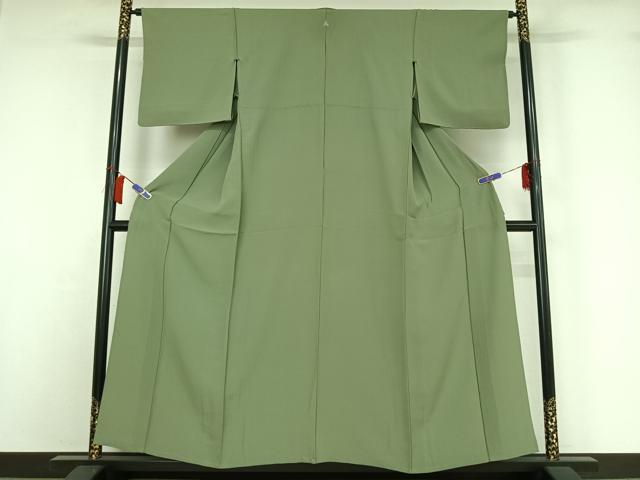 平和屋着物▽上質な色無地　単衣　柳茶色　正絹　逸品　AABH9796jh