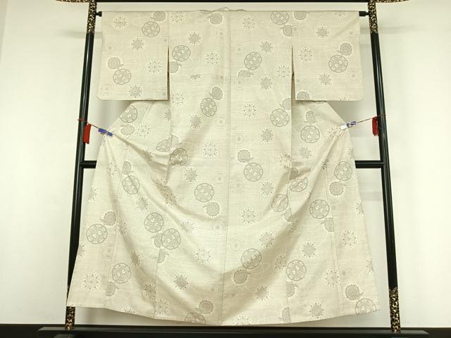平和屋着物▽本場大島紬　単衣　白大島　9マルキ　正倉院花文　正絹　逸品　AABH9798jh