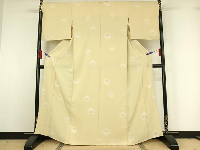 平和屋着物▽上質な小紋　単衣　雪輪文　暈し染め　正絹　逸品　AABH9800jh