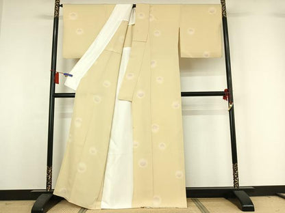 平和屋着物▽上質な小紋　単衣　雪輪文　暈し染め　正絹　逸品　AABH9800jh