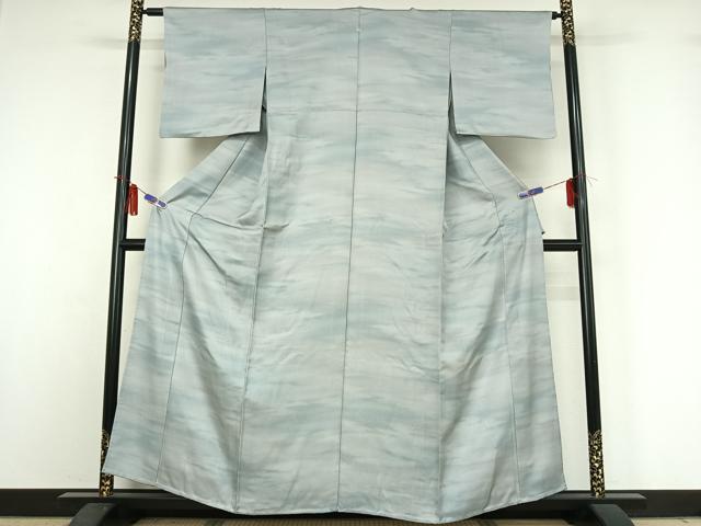 平和屋着物▽上質な小紋　単衣　霞文　暈し染め　銀通し地　正絹　逸品　AABH9802jh