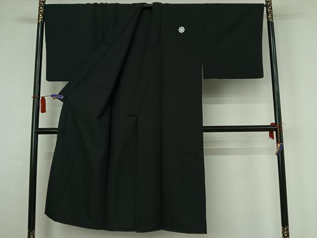 平和屋着物▽男性　単衣　黒紋付　暗黒色　キングサイズ　洗える着物　AABH9805jh
