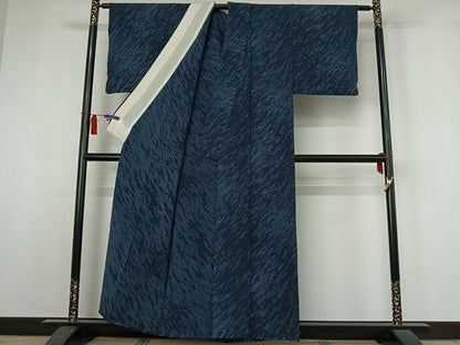 平和屋着物▽上質な小紋　単衣　霞文　正絹　逸品　AABH9807jh